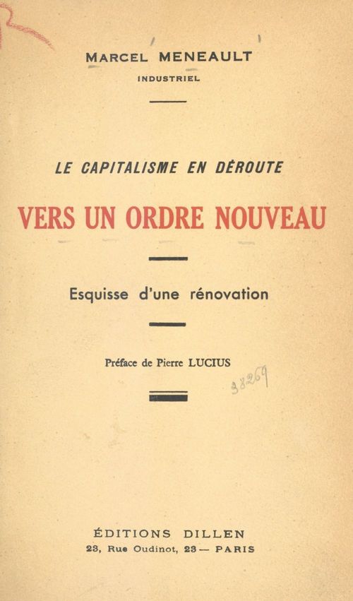 Couverture ebook de Le capitalisme en déroute. Vers un ordre nouveau, de Marcel Meneault