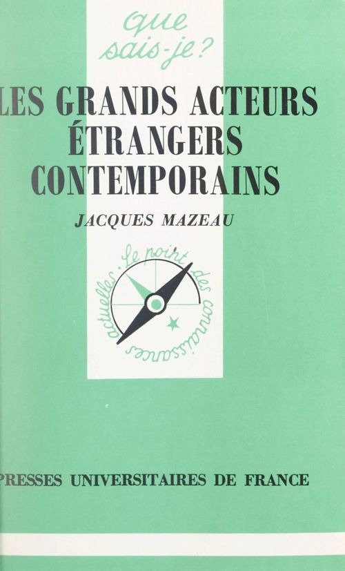 Couverture ebook de Les grands acteurs étrangers contemporains, de Jacques Mazeau