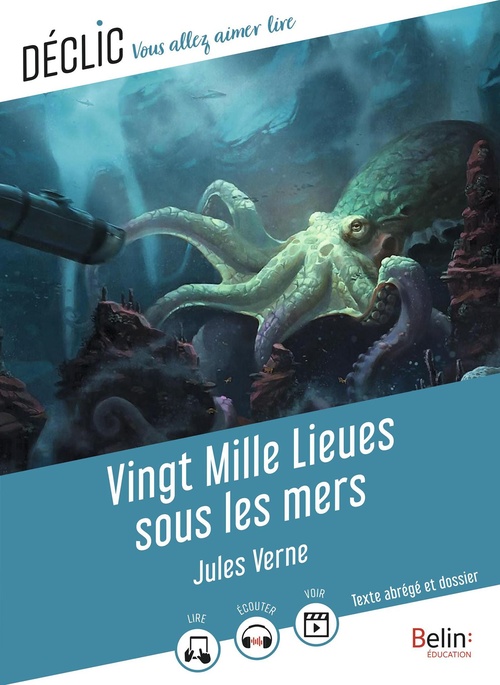 Couverture ebook de Vingt Mille Lieues sous les mers (Texte abrégé), de Jules Verne