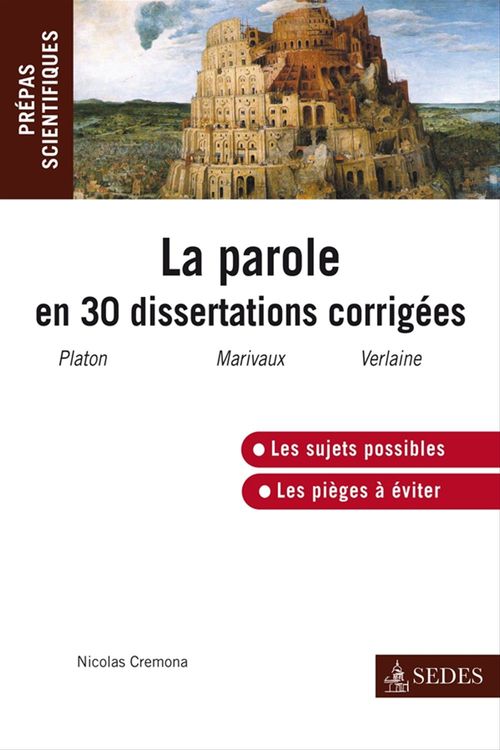Couverture ebook de La parole en 30 dissertations corrigées, de Nicolas Cremona