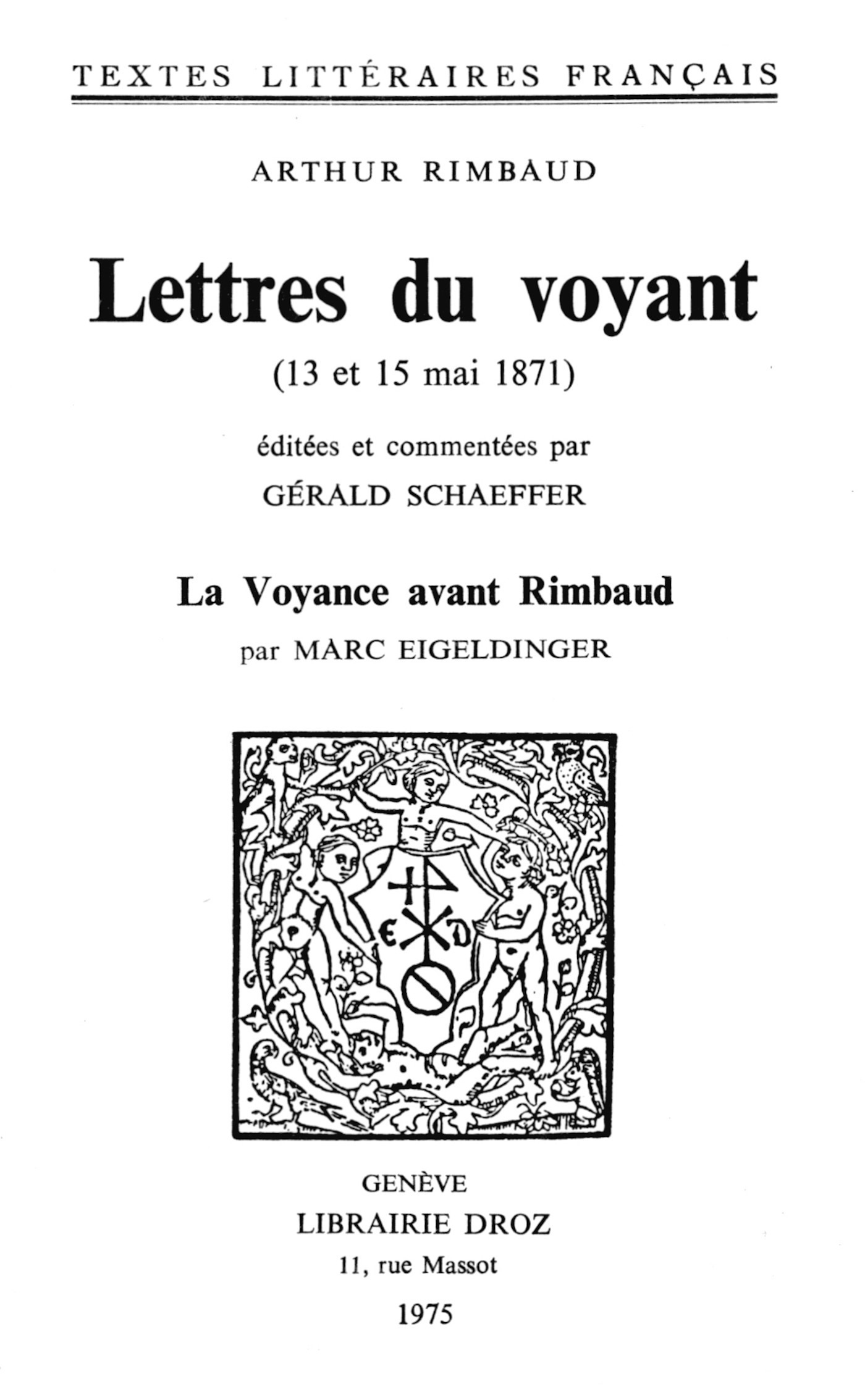 ebook cover of Lettres du voyant : 13 et 15 mai 1871, by Rimbaud Arthur