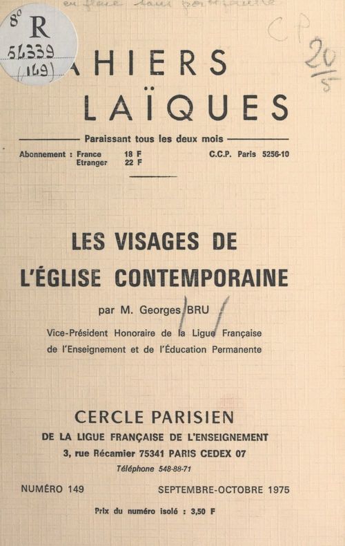 Couverture ebook de Les visages de l'Église contemporaine, de Georges Bru
