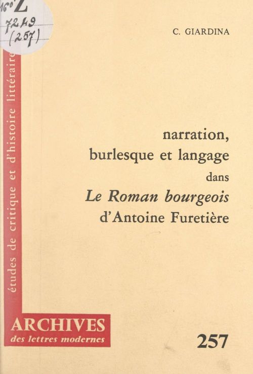 Couverture ebook de Narration, burlesque et langage dans "Le roman bourgeois" d'Antoine Furetière, de Calogero Giardina