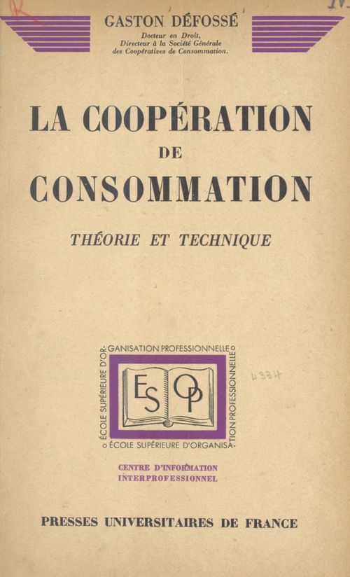 Couverture ebook de La coopération de consommation, de Gaston Defosse