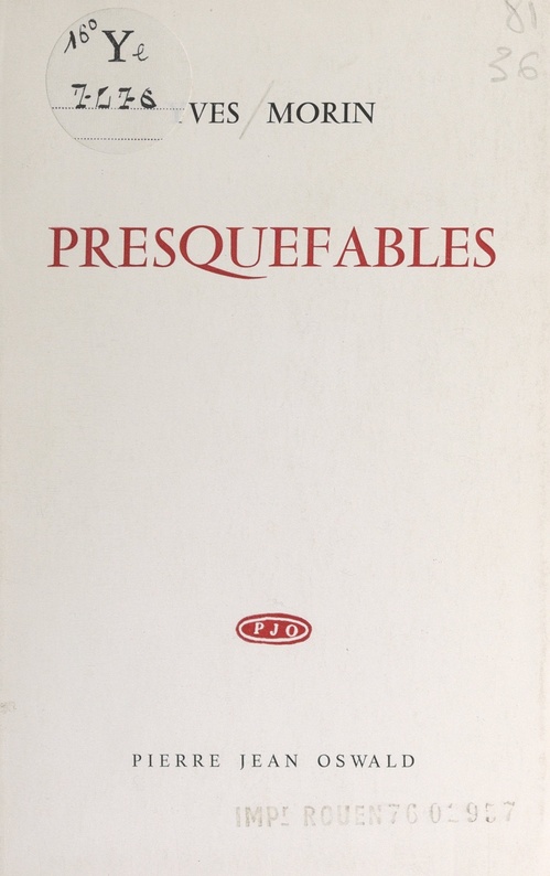 ebook cover of Presquefables, by Yves Morin