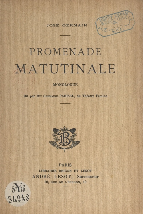 Couverture ebook de Promenade matutinale, de José Germain