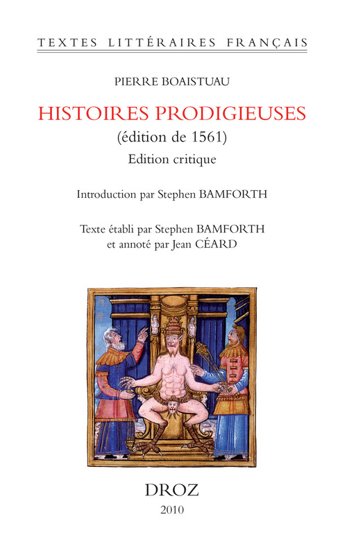 Couverture ebook de Histoires prodigieuses (édition de 1561). Edition critique, de Boaistuau Pierre