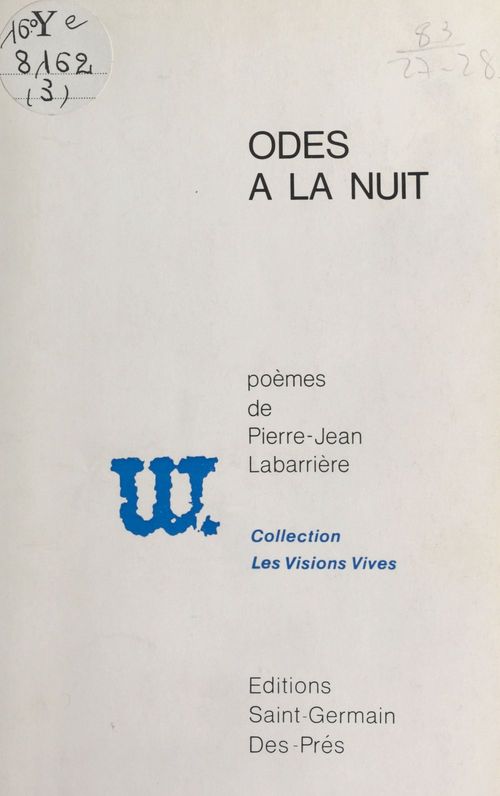 ebook cover of Odes à la nuit, by Pierre-Jean Labarriere