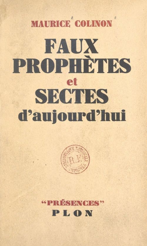 ebook cover of Faux prophètes et sectes d'aujourd'hui, by Maurice Colinon