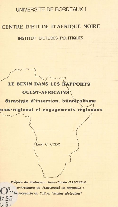 Couverture ebook de Le Bénin dans les rapports ouest-africains, de Leon C. Codo