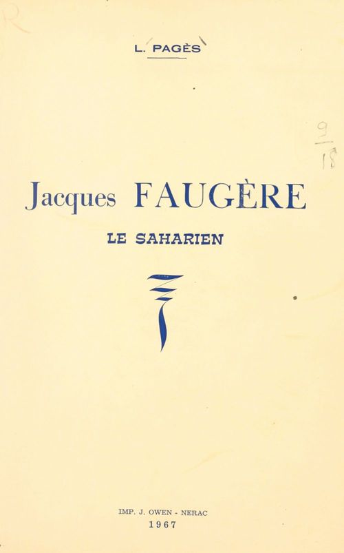 ebook cover of Jacques Faugère, le Saharien, by Louis Pages