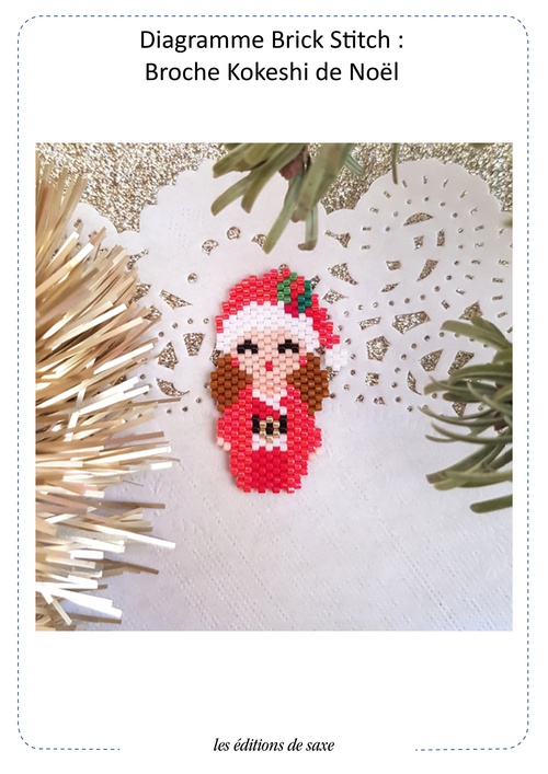 ebook cover of Modèle brick stitch : Broche Kokeshi de Noël, by Azalée Lili