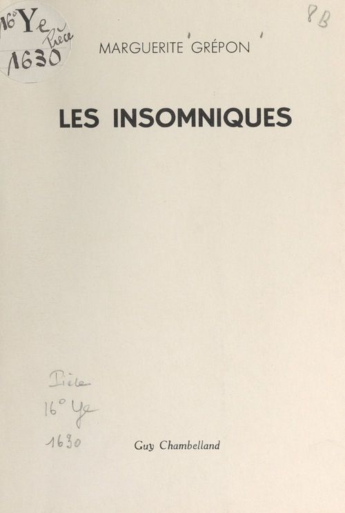 Couverture ebook de Les insomniques, de Marguerite Grepon