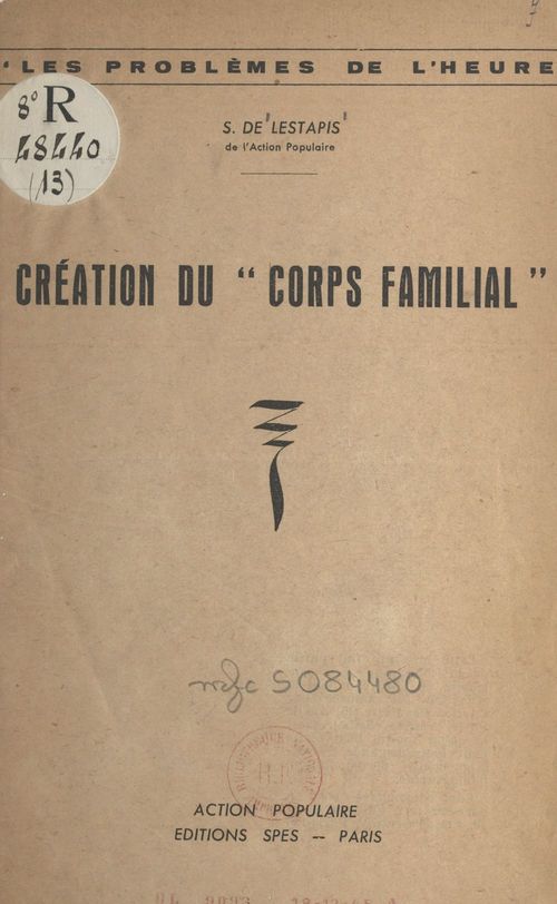 Couverture ebook de Création du corps familial, de Stanislas De Lestapis