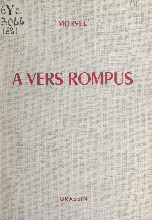 Couverture ebook de À vers rompus, de Morvel