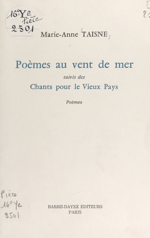 ebook cover of Poèmes au vent de mer, by Marie-Anne Taisne