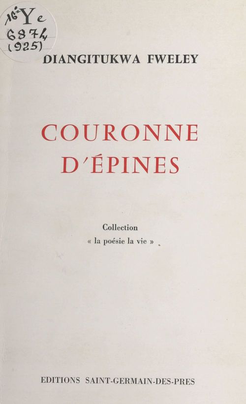 Couverture ebook de Couronne d'épines, de Diangitukwa Fweley