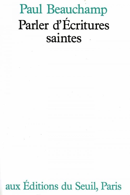 Couverture ebook de Parler d'Ecritures saintes, de Paul Beauchamp