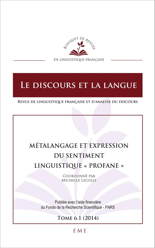 ebook cover of Métalangage et expression du sentiment linguistique "profane", by Discours Et La Langue
