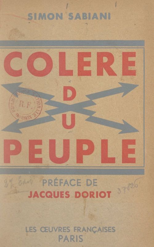 ebook cover of Colère du peuple, by Simon Sabiani