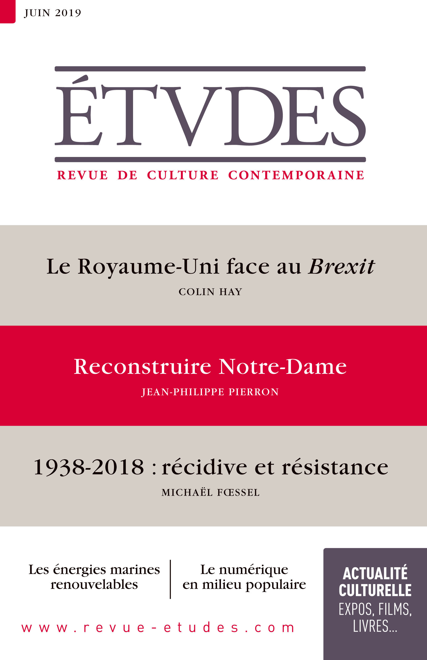 Couverture ebook de Revue Etudes : Reconstruire Notre-Dame, de Revue études