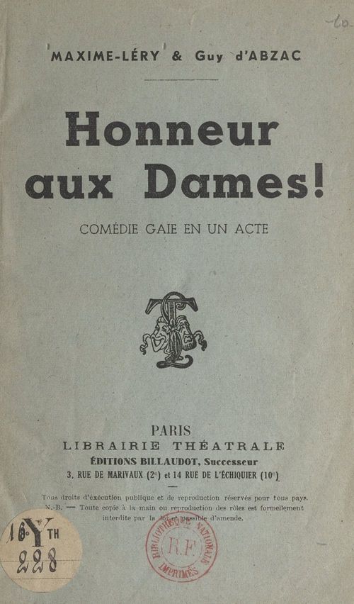 ebook cover of Honneur aux dames !, by Guy D''Abzac, Maxime Lery