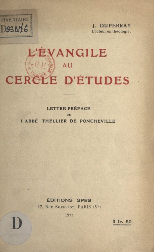 Couverture ebook de L'Évangile au cercle d'études, de Jean Duperray