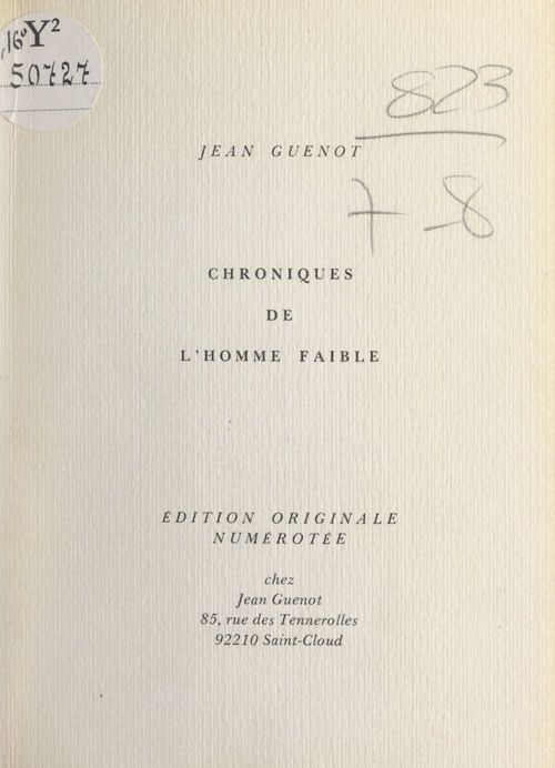 Couverture ebook de Chroniques de l'homme faible, de Jean Guénot