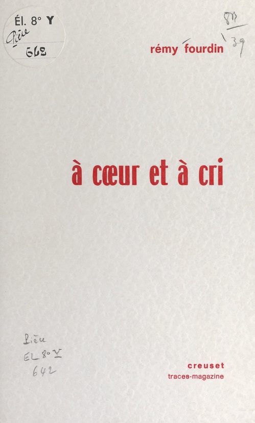 Couverture ebook de À coeur et à cri, de Remy Fourdin