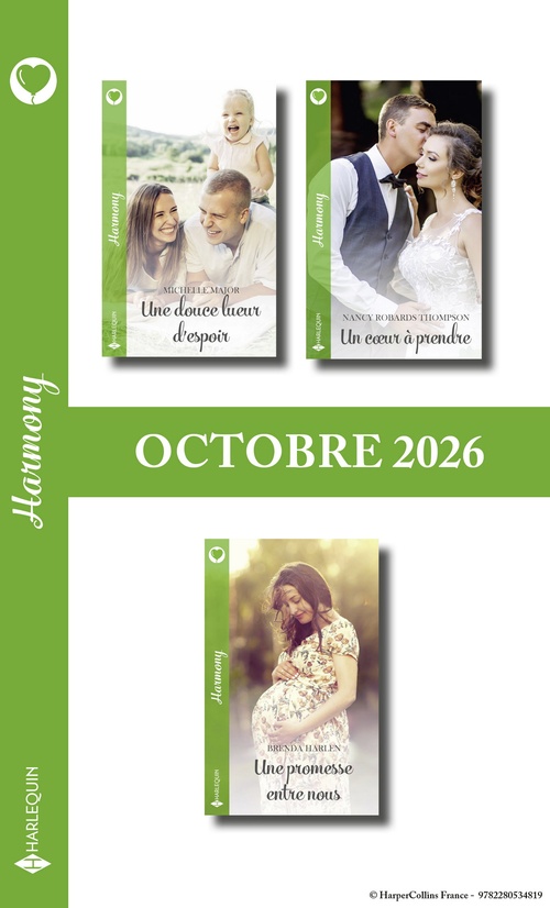 Couverture ebook de Pack mensuel Harmony - 3 romans (Octobre 2026), de Nancy Robards Thompson, Michelle Major