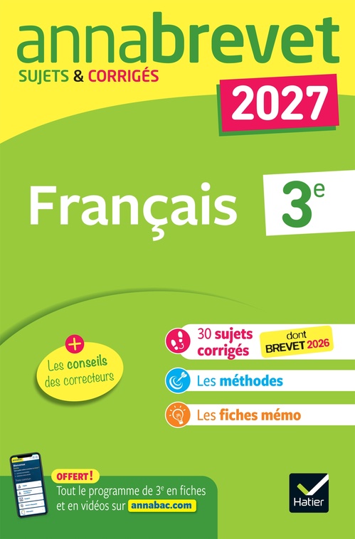 Couverture ebook de Annales du brevet 2027 - Annabrevet Français 3e, de Christine Formond, Louise Taquechel