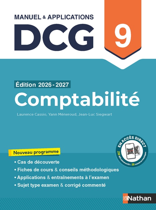 Couverture ebook de Comptabilité - DCG - Épreuve 9 - Manuel et applications 2026-2027, de Laurence Cassio, Yann Méneroud, Jean-Luc Siegwart