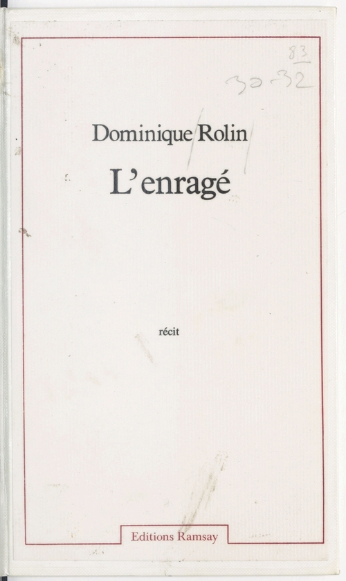 ebook cover of L'Enragé, by Dominique Rolin