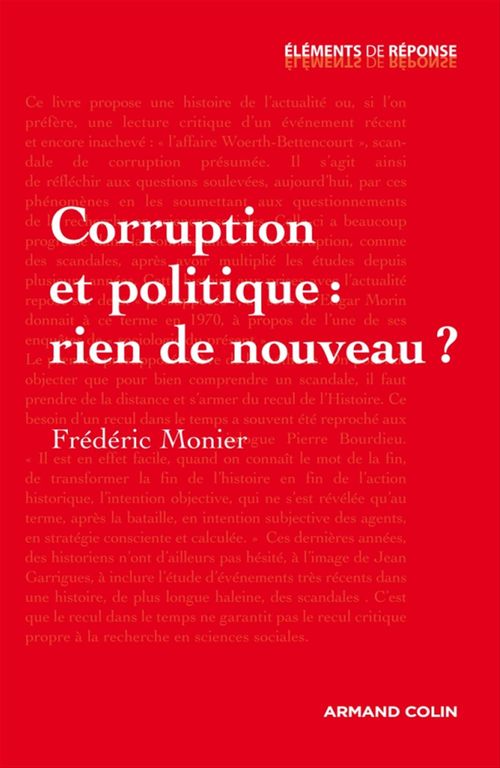 Couverture ebook de Corruption et politique : rien de nouveau ?, de Frédéric Monier