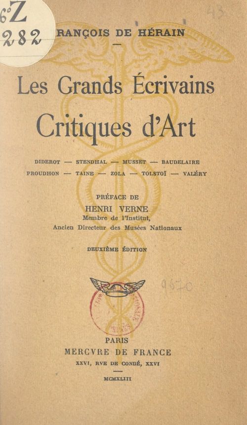 ebook cover of Les grands écrivains critiques d'art, by Francois De Herain