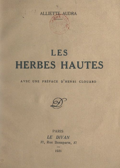 Couverture ebook de Les herbes hautes, de Alliette Audra