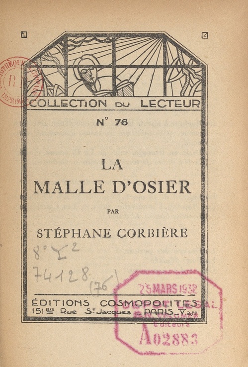ebook cover of La malle d'osier, by Stephane Corbiere