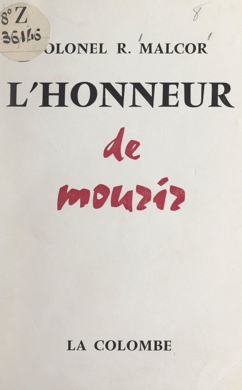 ebook cover of L'honneur de mourir, by Roger Malcor