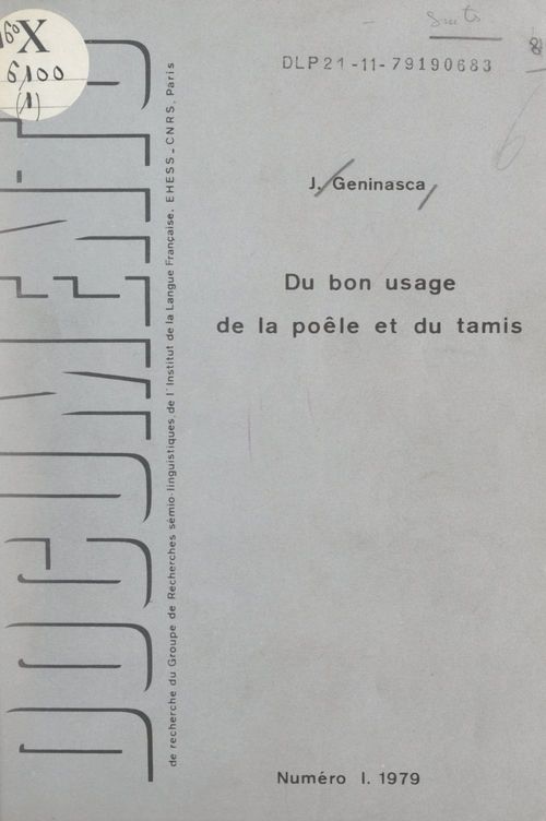 ebook cover of Du bon usage de la poêle et du tamis, by Jacques Geninasca