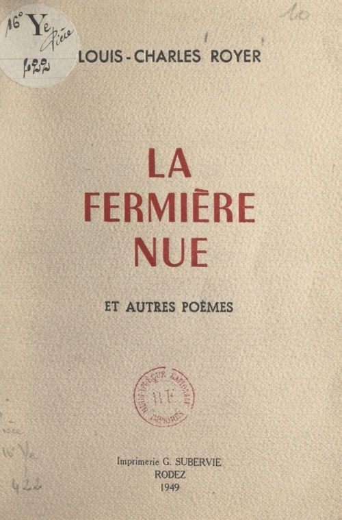 ebook cover of La fermière nue, by Louis-Charles Royer