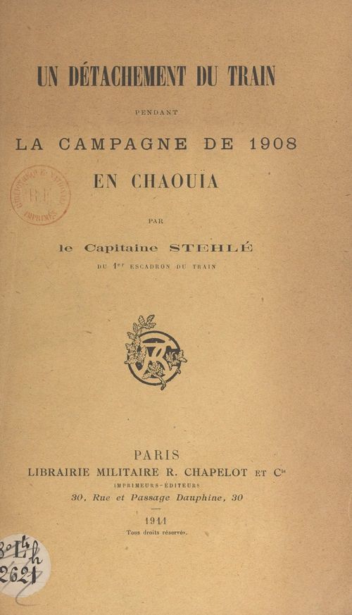 Couverture ebook de Un détachement du train pendant la campagne de 1908 en Chaouïa, de Joseph Stehle