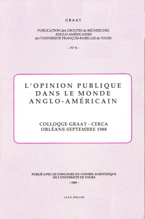 Couverture ebook de L'opinion publique dans le monde anglo-américain, de