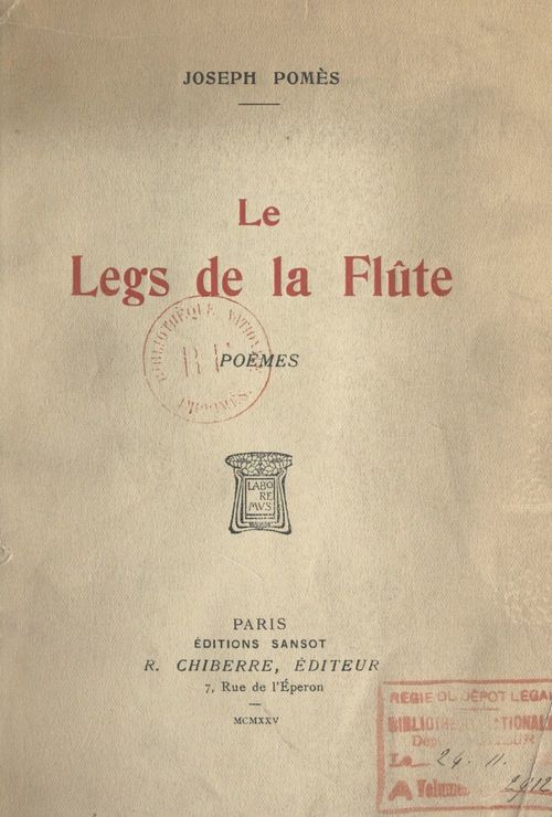 Couverture ebook de Le legs de la flûte, de Joseph Pomes
