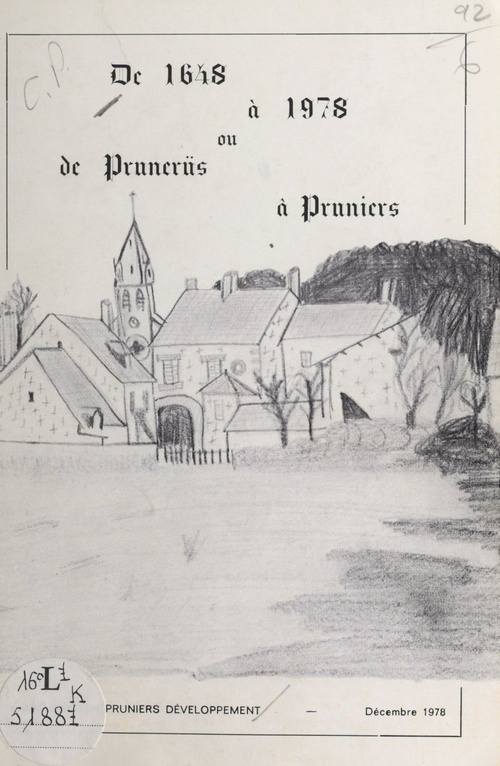 ebook cover of De 1648 à 1978, ou de Prunerüs à Pruniers, by Association Pruniers Developpement