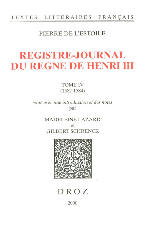 Couverture ebook de Registre-journal du règne de Henri III,, de L'Estoile Pierre De