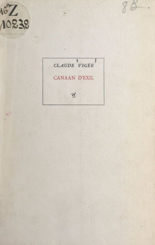 ebook cover of Canaan d'exil, by Claude Vigee