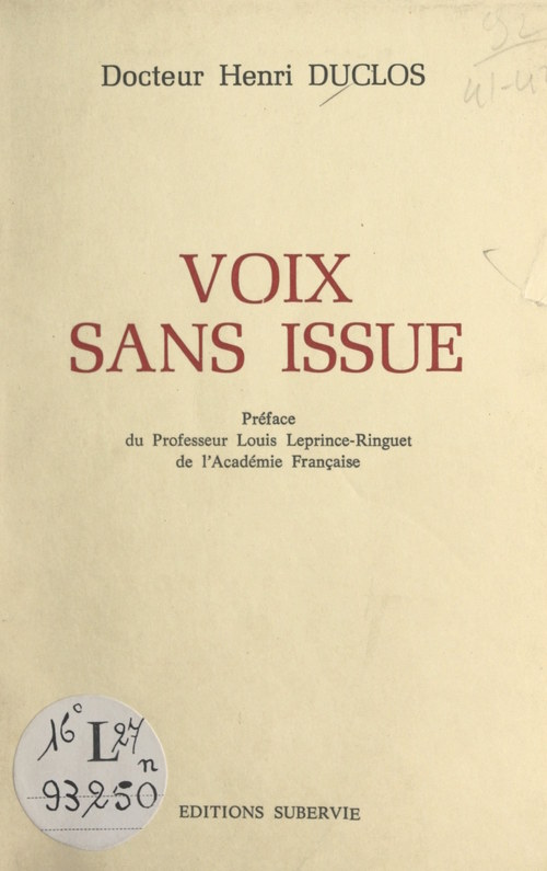 Couverture ebook de Voix sans issue, de Henri Duclos