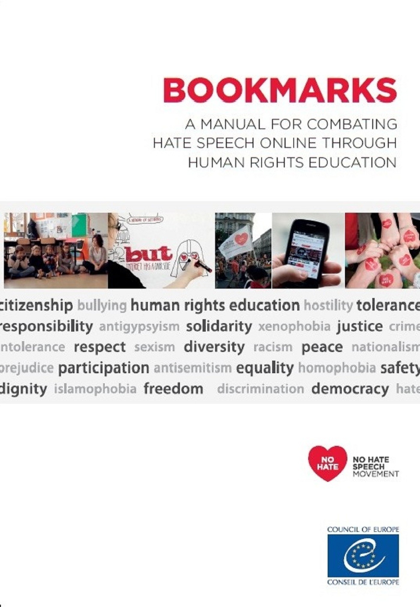 Couverture ebook de Bookmarks - A manual for combating hate speech online through human rights education, de Collectif