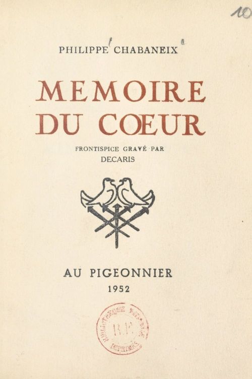 Couverture ebook de Mémoire du coeur, de Philippe Chabaneix