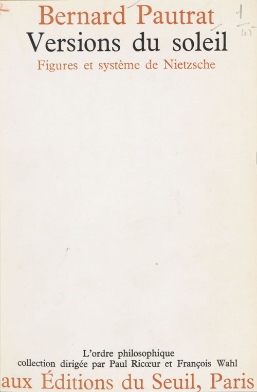 Couverture ebook de Versions du soleil, de Bernard Pautrat